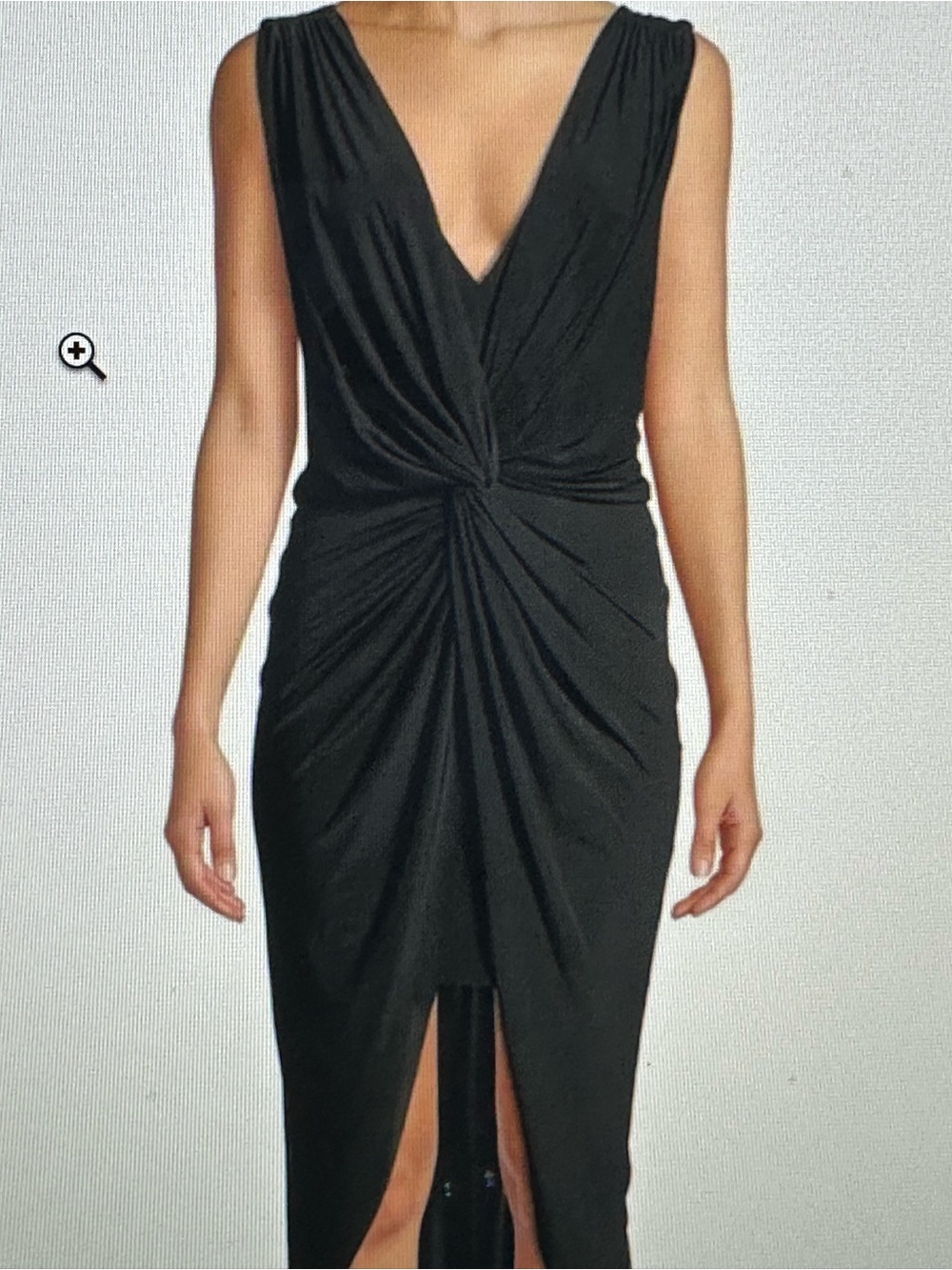 Misa Los Angeles Black Twist-Front Midi Dress